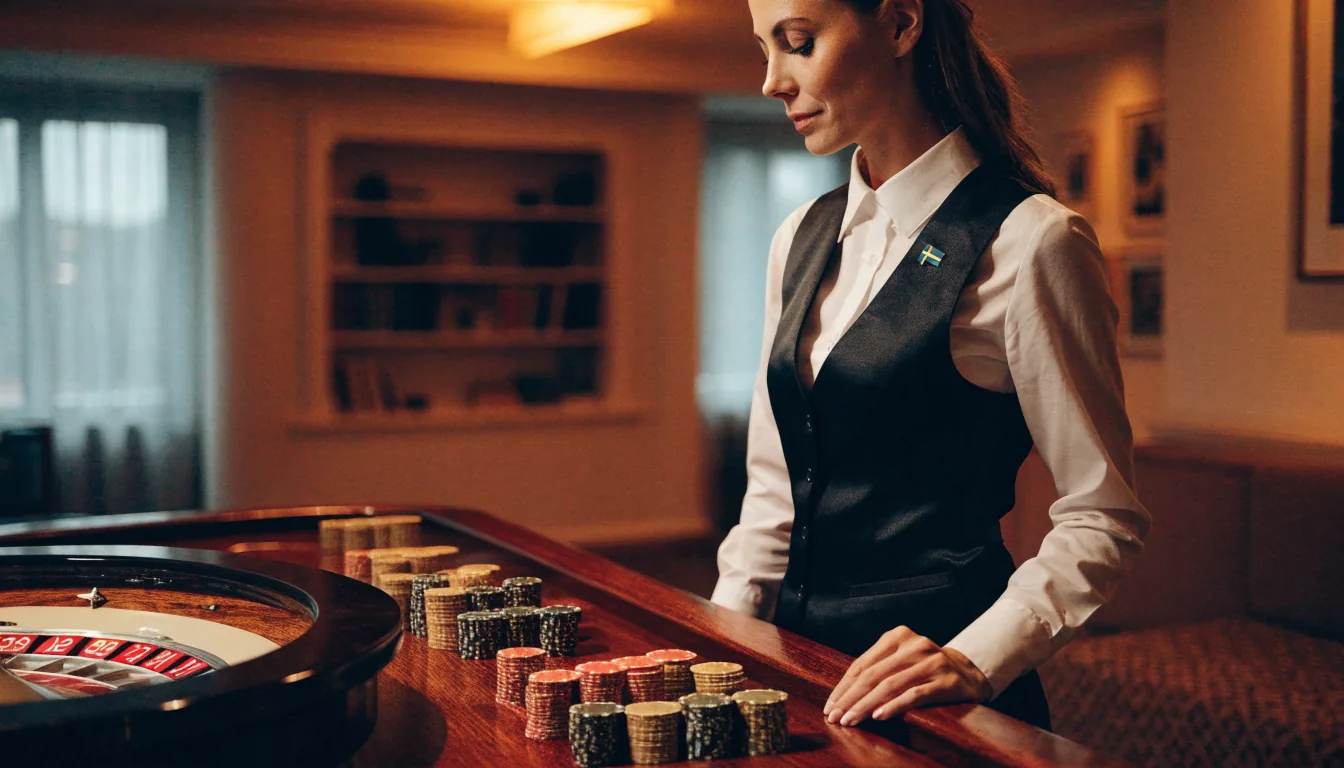 Live casinostudio med dealer och roulettehjul