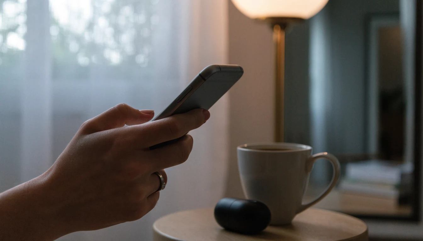 Svensk smartphone i modernt vardagsrum, redo för mobilbetalning